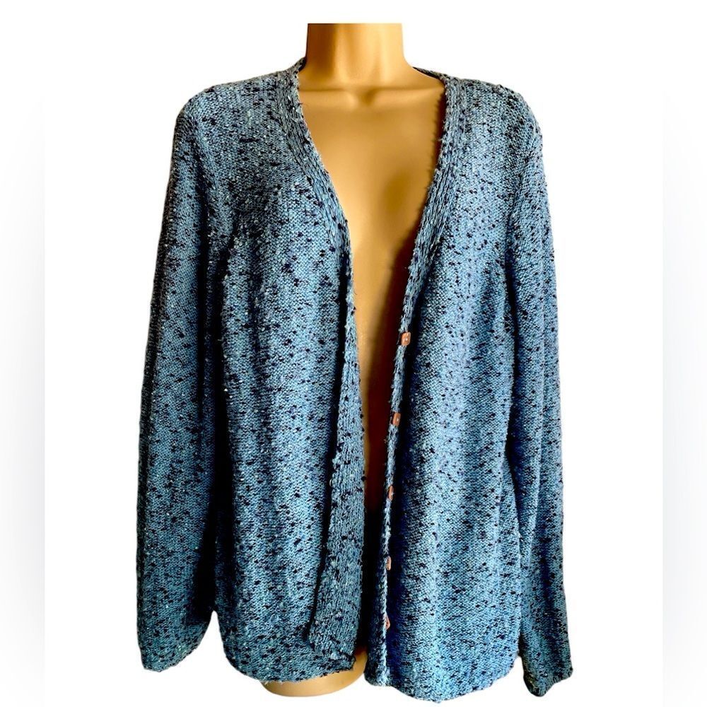 JH Collectibles Blue Knit 90s square button Front Knit Cardigan